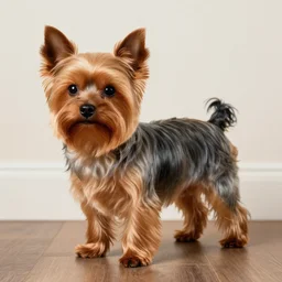 a hearth shaped brown yorkshire dog in the shape