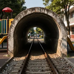train tunnel in a school playground