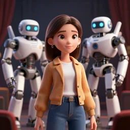 👩🏻 _ 🦰🤖, cinema 4 d, cinematic, high definition, rendering unreal engine 5, photo studio light, octane