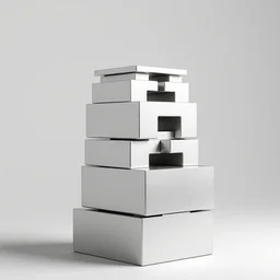 stacked block made of furniture, contemporary sculpture, minimal, silver steel, trending on behance, keyshot 1 1