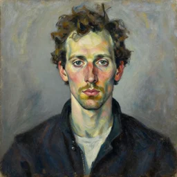 oilpainting portrait of tom waits, in the style of lucian freud, (by basquiat), by egon schiele