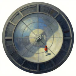 a circular structure painting by Ralph McQuarrie