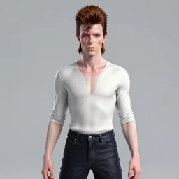 david bowie video game character, hyper realistic, design by mark ryden and pixar and hayao miyazaki, unreal 5, daz, hyperrealistic, octane render, cosplay, rpg portrait, dynamic lighting, intricate, that looks like it is from borderlands and by feng zhu and loish and laurie greasley, victo ngai, andreas rocha, john harris radiating a glowing aura global illumination ray tracing hdr