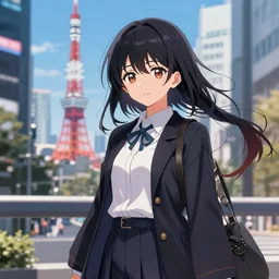 anime girl in  kuvshinov_ilya  style, tranding on pixiv and artstation tokyo city background