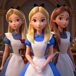 an insanely intricate detailed beautifull 3 d render of alice in wonderland, beauty clean faces, cute detailed characters, unreal engine, octane render, redshift, 8 k resolution, cell shaded rendering, soft dramatic lighting, cinematic, subsurface scattering, anti aliashing,