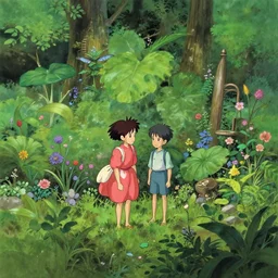 garden of spirits painted by hayao miyazaki