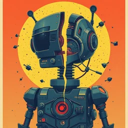 broken droid, poster art by petros afshar, behance contest winner, funk art, concert poster, poster art, kinetic