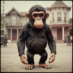 bored ape yacht club, bayc, yuga labs ape as realistic ape. retro, victoria, freak shows, photos, faded