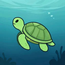a turtle in the sea, cute, minimalistic drawing, unreal engine, 8 k resolution, digital painting, by wlop, greg rutkowski
