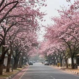cherry blossoms in bangalore streets