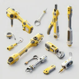 a digital concept art of future synth fix tool equipment, by geof darrow, jama jurabaev, john harris, greg rutkowski, and weta workshop. sci - fi, yellow, grey, white, silver. ultra clear detailed. octane render.