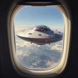 ufo as seen from an airplane window, concept art, trending on artstation, wlop, ross draws, digital painting, mixed media, intricate details, volumetric lighting