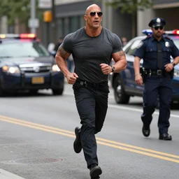 gal gadot screenshot of Dwayne The Rock Johnson running from the cops