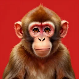 portrait monkey digital art red background