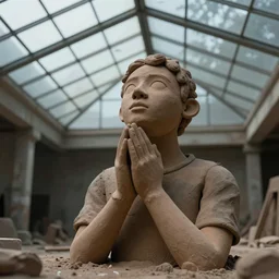 they do not stare upon the air through a large roof of glass ; he does pray with lips of clay, matte painting artstation highly detailed, cinematic lighting, ricardo bofill anka zhuravleva, dramatic lighting, long shot, ground angle, uhd 8 k, shallow depth of field