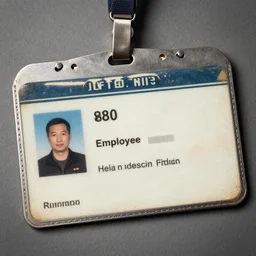1 9 8 0 s employee id card, science fiction space ship mission document, detailed worn textured
