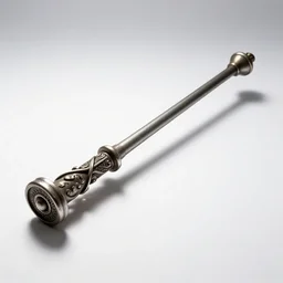 wrought iron conductor's baton, commercial catalog photo, isolated on a pure white background, centered, entire object in frame, sharp focus, soft studio lighting