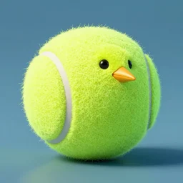 tennis ball body that has a yellow canary bird head