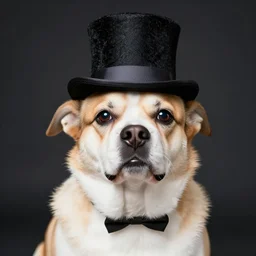 funny looking dog wearing a top hat