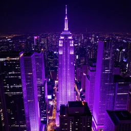 neon purple blinking lights on a neon city