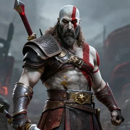 kratos with long curly hair