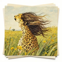 cheetah print, layered paper by milo manara, by john blanche. a beautiful photograph. wind snapped at me, warm & fragrant. the atmosphere was thick with pollen & micro - organisms, goading my body ’ s ancient defences.