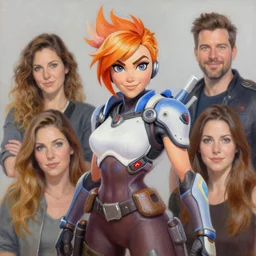 portrait of tracer from overwatch. intricate painting by ross tran, magali villeneuve, and jeremy mann.