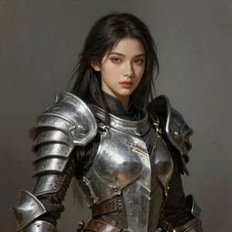 a professional painting of a beautiful young female, clothed in battle armor, olive skin, long dark hair, beautiful bone structure, symmetrical facial features, intricate, elegant, digital painting, concept art, smooth, sharp focus, illustration, from StarCraft by Ruan Jia and Mandy Jurgens and Artgerm and William-Adolphe Bouguerea