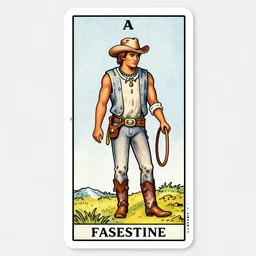 symmetrical tarot card of a shirtless cowboy wearing a harness and reins, chunky build, cowboy boots, dad bod, homoerotic!!, bulge, art deco, art nouveau, trending on artstation
