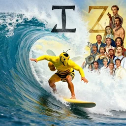 surfing a wave by beeple, greek zeta symbol, artgerm, dali, pennington, stella, mckie, alex grey, bluth, pranckevicius, graaf, chris moore, foglio, masson, aivazosky, lovecraft, despain, bonestell, symbolism surrealism
