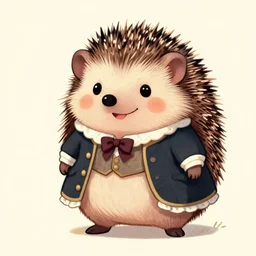 a cute smiling hedgehog in victorian outfit, illustration, 8 k, by roby dwi antono, by daiyou uonome, by mark ryden