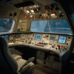 photorealistic spaceship interior, vintage spaceship control panel, cinematographic light, hyperrealistic lighting, many details, kodak portra 400