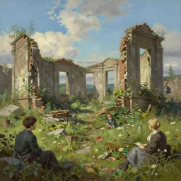 overgrown ruins, extremely detailed oil painting, unreal 5 render, rhads, sargent and leyendecker, savrasov levitan polenov, bruce pennington, studio ghibli, tim hildebrandt, digital art, landscape painting, octane render, beautiful composition, trending on artstation, award winning photograph, masterpiece