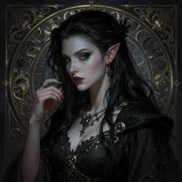 Necromancer Sorceress goddess of death, fantasy magic, undercut hairstyle, dark light night, intricate, elegant, sharp focus, illustration, highly detailed, digital painting, concept art, matte, art by WLOP and Artgerm and Greg Rutkowski and Alphonse Mucha, masterpiece