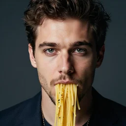 portrait thom york perfect face in carbonara, more details, super realistic, high quality, more spaghetti,