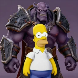 a very detailed art of homer simpson mixed with garrosh hellscream from warcraft trending on artstation, digital art, 4 k, hyper realistic, octane render, sharp focus