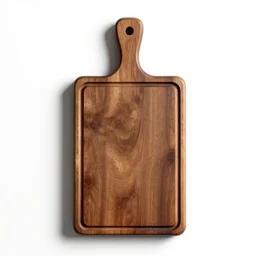 steampunk wooden cutting board, studio product photography, isolated on a pure white background, centered, entire object in frame, sharp focus, soft studio lighting