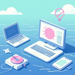 computers at sea, moebius, risograph, 8 k pastel colors, trending on artstation