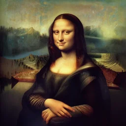 The Mona Lisa in the style of Zdzisław Beksiński and H.R. Giger by Zdzisław Beksiński and H.R. Giger, Zdzisław Beksiński and H.R. Giger