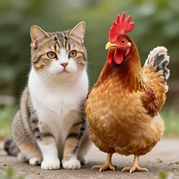 hybrid of a cat and a chicken, natural lighting, award-winning, highly-detailed