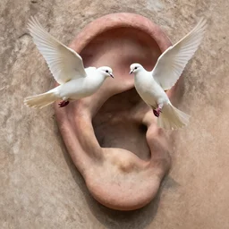 doves flying into an ear portal by fatchurofi