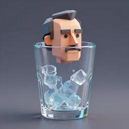 leslie nielsen in cool glass 3 d low - poly render