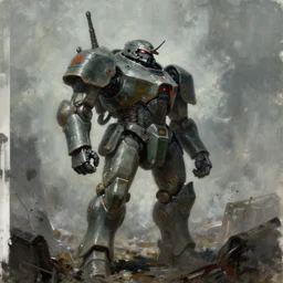\'WW2 Soviet War Mecha\', a moody sci-fi painting by greg rutkowski and JUAN PABLO ROLDAN, trending on artstation