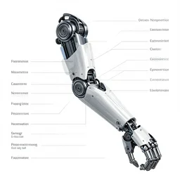 parts diagram of a cybernetic arm with parts labeled, intricate and detailed assembly drawing of a cybernetic arm 🤖 hand 🦾, photorealistic, symmetrical fine details, jaw dropping details, fantasy concept art, hyper realistic illustration, 8 k, artstation