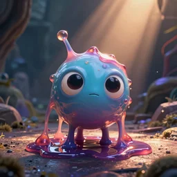 a toxic ooze creature in a pixar artstyle, adorable and whimsical,, fantasy, elegant, digital painting, artstation, unreal engine, octane render, concept art, matte, sharp focus, vibrant colors, high contrast, illustration, art by justin gerard