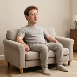 a couch in the shape of Mark Zuckerberg