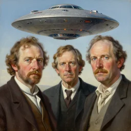 painting of a scene from an ancient historical ufo encounter, charles abel corwin, frank lloyd wright, highly detailed, oil painting, hyper realism, sharp focus, detailed faces
