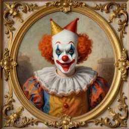 baroque rococo fresco of a clown high detail