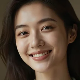 very very very perfect face of a woman, soft skin, shy smile, and missing teeth