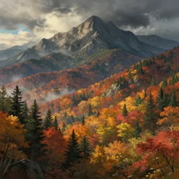 an epic fantasy comic book style portrait painting of the smoky mountains, studio ghibli, unreal 5, daz, hyperrealistic, octane render, dynamic lighting, intricate detail, harvest fall vibrancy, cinematic